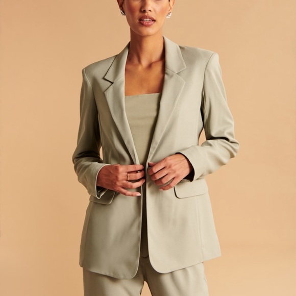 🧡 Abercrombie Single-Breasted Blazer Sage Green - Picture 5 of 7